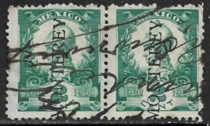 MEXICO 1902-03 2c Helmeted Athena Internal Revenue Rentas PAIR R214 MONTEREY