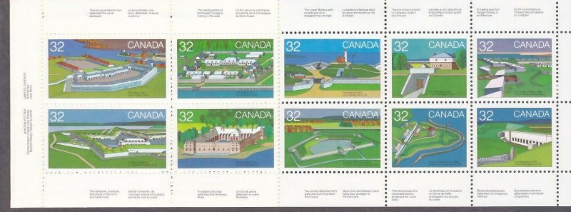 Canada 992a (983-92) 1983 Canada Day Various Forts Full Booklet of 10 (2 Scans)