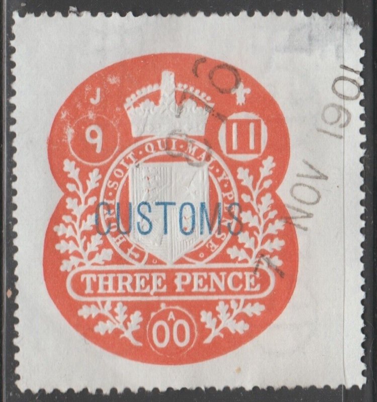 UK Customs Cinderella or fiscal Revenue Stamp 6-4-22 used- some faults as seen D