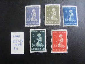 NETHERLANDS 1940 MNH SC B129-33 SET  VF/XF $11 (179)