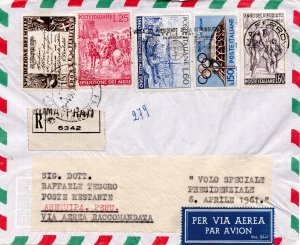 Gronchi - Recommended airogram for Callao (Peru) forwarded by flight