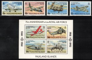 FALKLAND ISLANDS 1993 RAF 75th Anniversary; Scott 573-77, SG 676-80; MNH