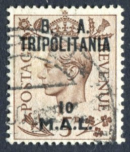 BA Tripolitania 1950 KGVI. 10l on 5d brown. Used. SGT20.