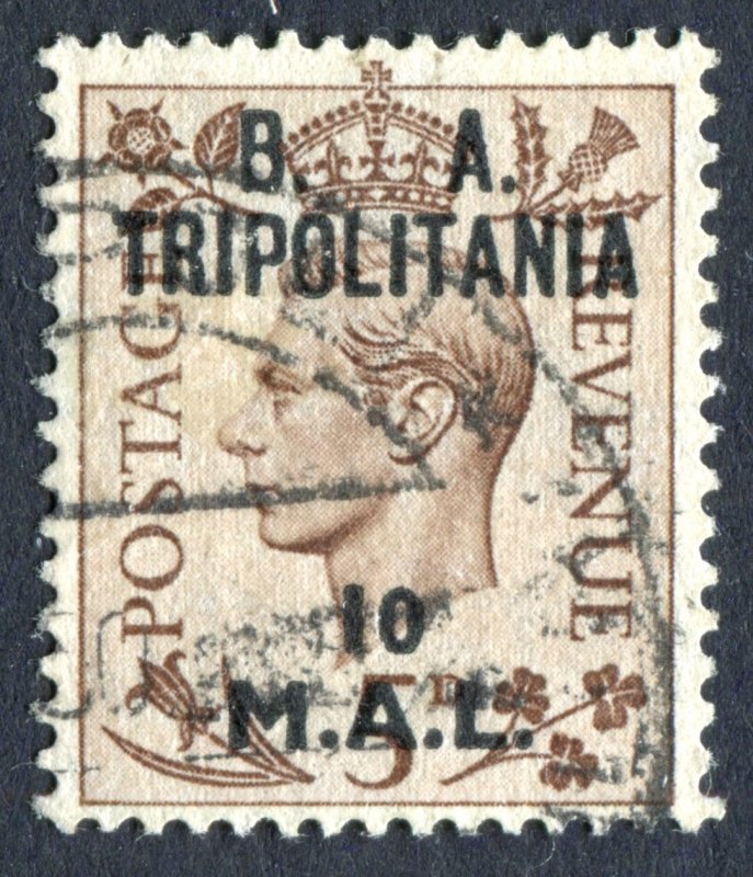 BA Tripolitania 1950 KGVI. 10l on 5d brown. Used. SGT20.