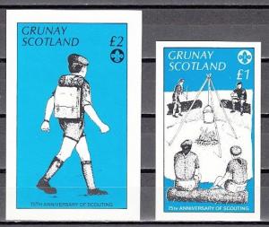 Grunay, Scotland Local. 1982 issue. Scout Anniversary on 2 s/sheets.