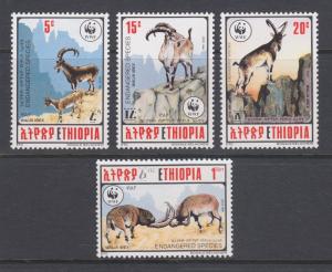 Ethiopia Sc 1303-1306 MNH. 1990 Walia Ibex, WWF complete set, VF.