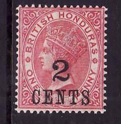 British Honduras-Sc#28- id6-unused LH 2c on 1p QV-1888-9-