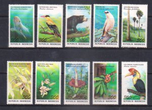 INDONESIA - 1996 FLORA & FAUNA / FLOWERS BIRDS ANIMALS - 10V MINT NH