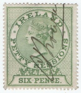 (I.B) QV Revenue : Ireland Petty Sessions 6d (1881)