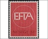 Norway Used NK 585   E.F.T.A. Brown carmine 60 Øre