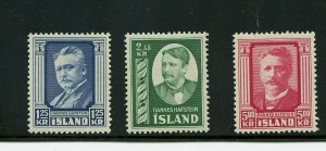 Iceland #284-286 (IC254) Comp 1984 Hannes Hafstein, M, LH, VF, CV$54.75