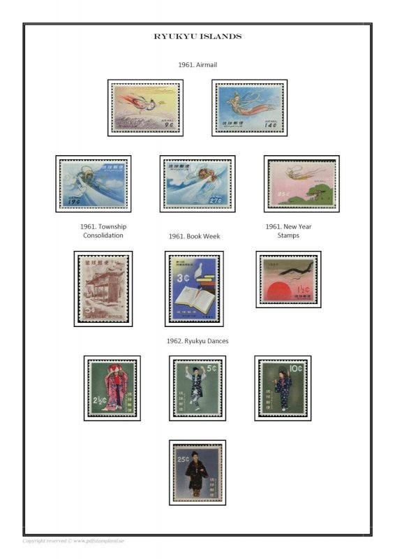 Ryukyu Islands 1948-1972 PDF (DIGITAL)  STAMP ALBUM PAGES