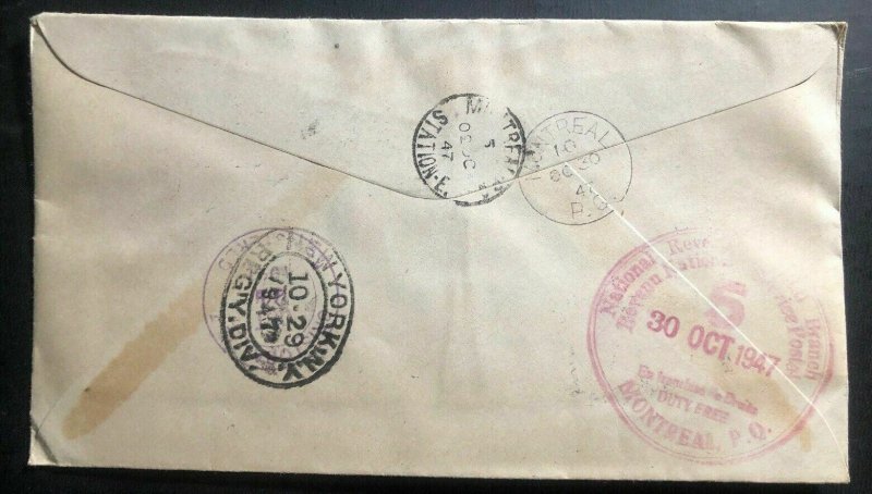 1947 Pitcairn Island Souvenir Registered Cover Victory Stamp To Montreal Canada