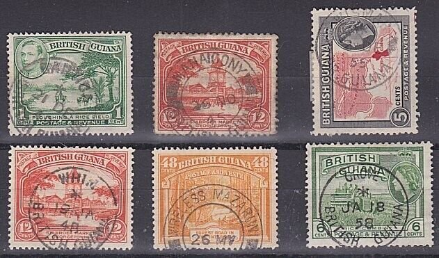 BR GUIANA 1940-58 various pmks inc. Whim, Wireless Mazaruni, Grove..........y484