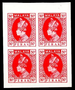 Malaya - Perak 1933 Survey Dept essay 50c bright red, solid background imperf