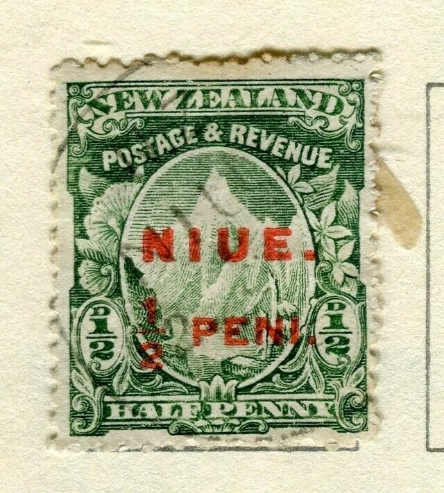 NIUE; 1902 surcharged issue used 1/2d. value