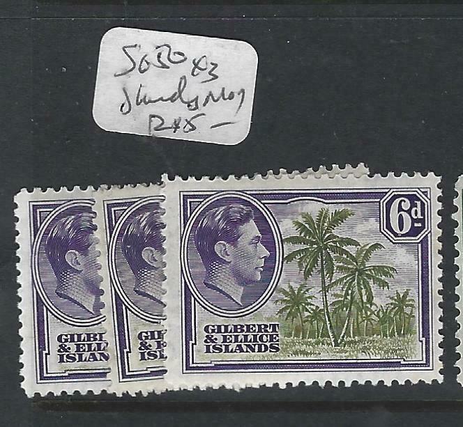 GILBERT AND ELLICE ISLAND  (P0303B) KGVI  6D X 3 SHADES   SG 50   MOG