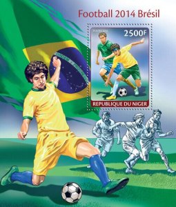 Football Sports Stamps Niger 2014 MNH World Cup Brazil 1v S/S