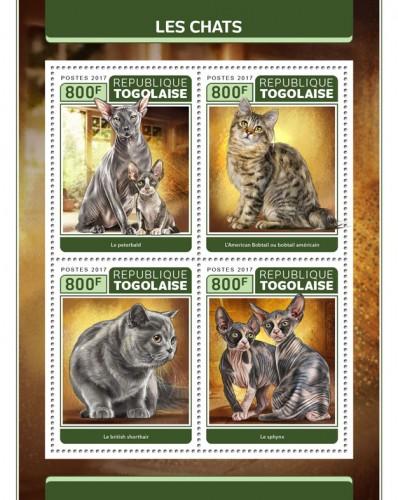 TOGO - 2017 - Cats - Perf 4v Sheet -MNH