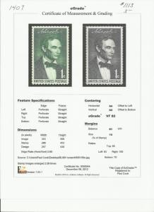 # 1113 MINT NEVER HINGED ABRAHAM LINCOLN     VF+