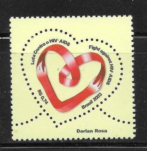 Brazil 2003 Fight against Aids Heart Shaped Sc 2906 MNH A3297