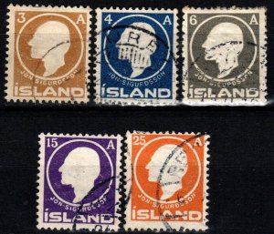 Iceland #87-91 F-VF Used CV $94.75 (X4243)