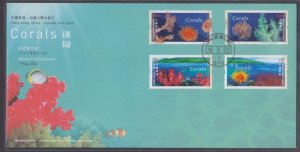 Hong Kong 2002 Corals Series II Stamps Set on FDC