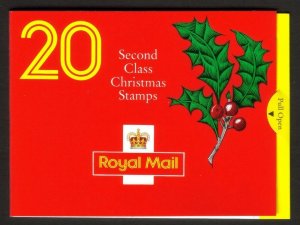 LX2 1991 Christmas Barcode Booklet 20 x 2nd Class (18p) - No cyl - complete MNH