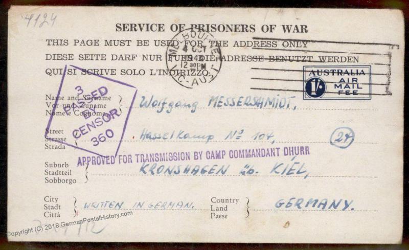 Australia POW Camp DHURRINGILE Hilfskreuzer Kormoran RAIDER  Officer WWII  90093