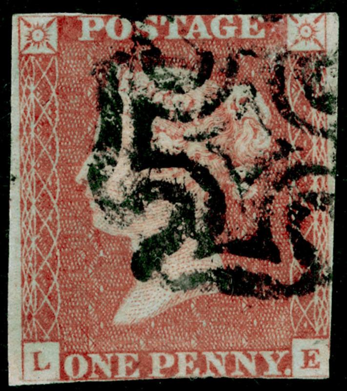 SG9, 1d pale red-brown PLATE 22, USED. Cat £60. BLACK MX. LE