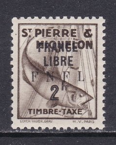 St. Pierre and Miquelon Scott J66, 1942 F N F L O/P VF MNH.  Scott $32 as MH