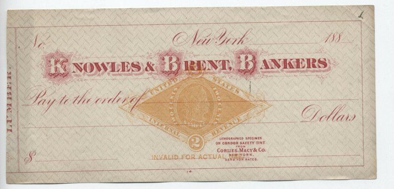 1880s RN-G1 stamped paper specimen New York City [y4840]