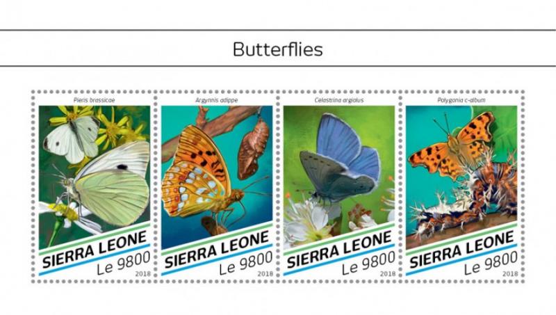 SIERRA LEONE - 2018 - Butterflies - Perf 4v Sheet - MNH