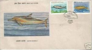 INDIA 1991 MARINE LIFE, MAMMALS - RIVER DOLPHIN & SEA COW FDC # F1269-70 Inde...