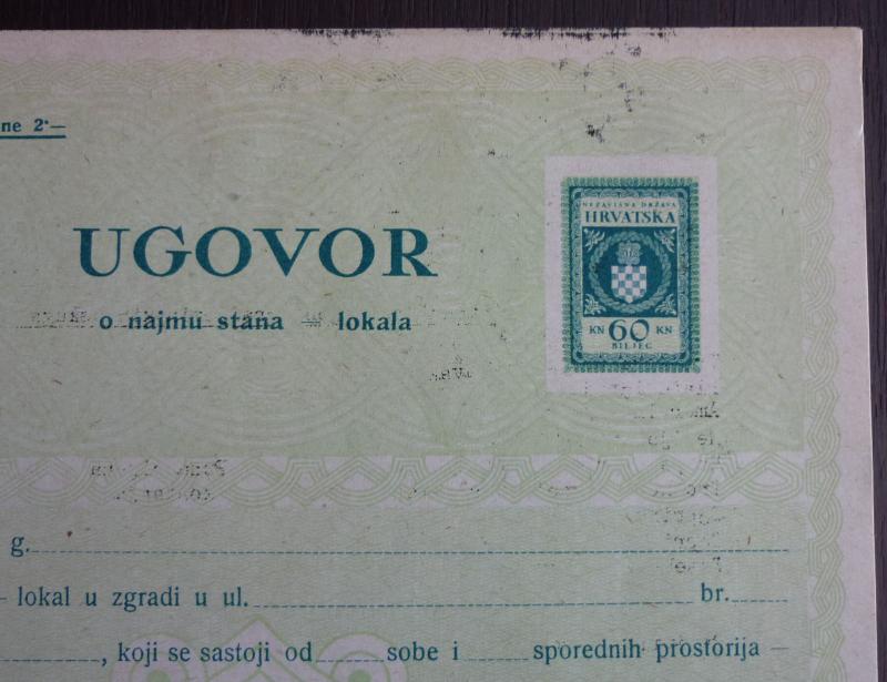 WWII CROATIA - NDH - RARE UNUSED DOCUMENT - IMPRINTED REVENUE STAMP RR!! J7