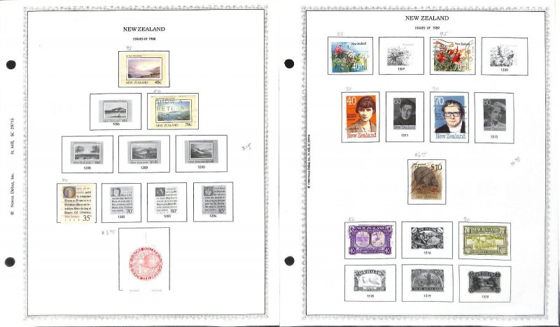 New Zealand Stamp Collection on 10 Minkus Pages, 1988-1992