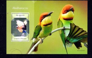 ST. THOMAS & PRINCE #2740 2014 BEE-EATER MINT VF NH O.G S/S