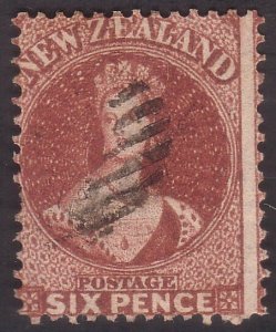 NEW ZEALAND 1864 WATERMARK NZ 6d brown SG108 fine used.....................64931