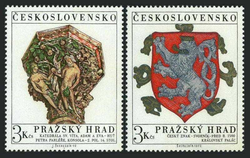 Czechoslovakia 1817-1818,MNH. Michel 2071-2072 Prague Castle,1972.Adam and Eve,