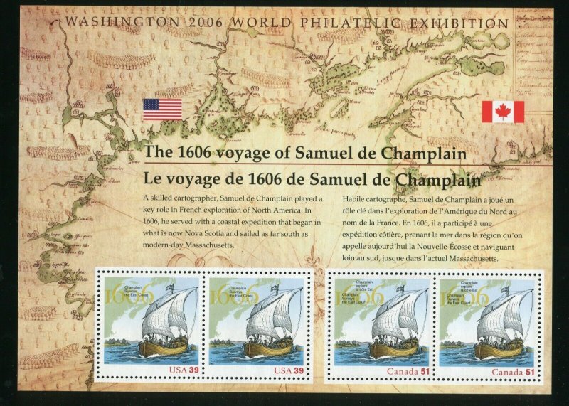 4074 Voyage of Samuel de Champlain Sheet of 2 39¢ Stamps  1999 Canada