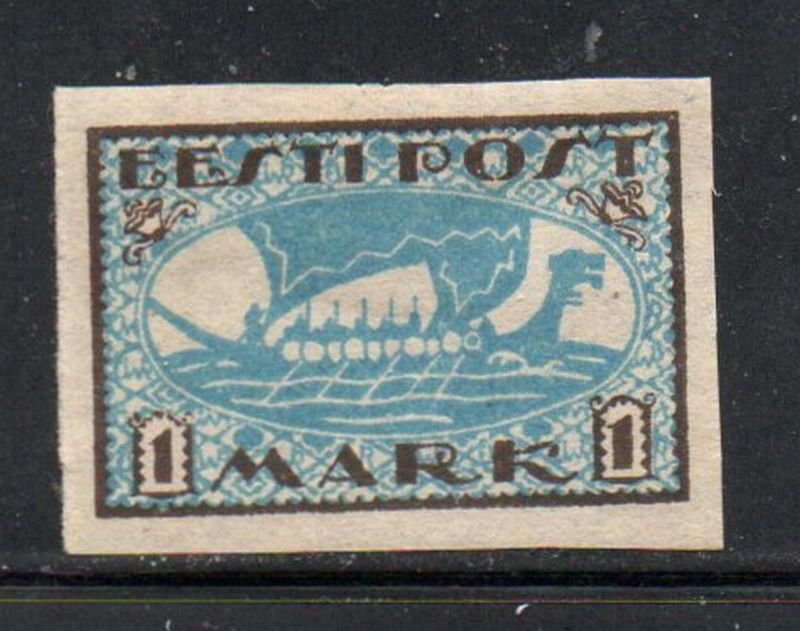 Estonia Sc 34 1919 1 m Viking ship stamp mint imperf