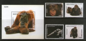 Sierra Leone 2019 Monkey Wildlife Animals 4v+M/s MNH # 5488