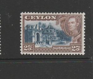 Ceylon 1938 GV1 25c Wmk Upright, MM SG 392a