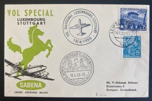 1955 Leipzig DDR East Germany First Special flight Airmail Cover To Luxembourg