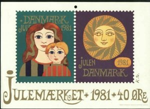 Denmark. Christmas Seal.1981. 1 Post Office,Display,Advertising Sign. Sun,Moon.