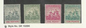 Barbados, Postage Stamp, #70, 71, 72, 78 Mint Hinged, 1892-96, JFZ