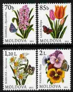 Moldova 2011 Flowers & Butterflies perf set of 4 unmo...