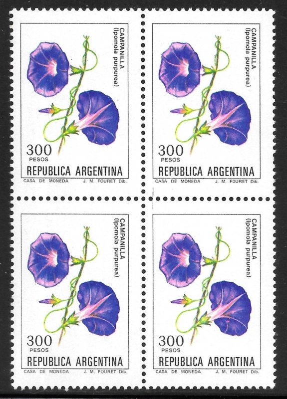 Argentina Scott 1345 MNH 300p Ipomola purpurea Flower Issue of 1982, Block 4