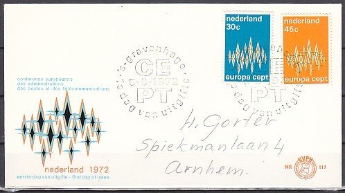 Netherlands, Scott cat. 1007-1008. Europa Issue. First day cover. ^