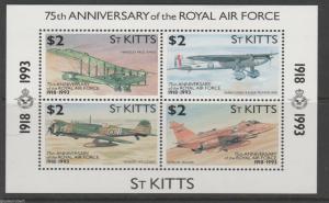 ST KITTS  75th Anniv of Royal Air Force  1993    M/S